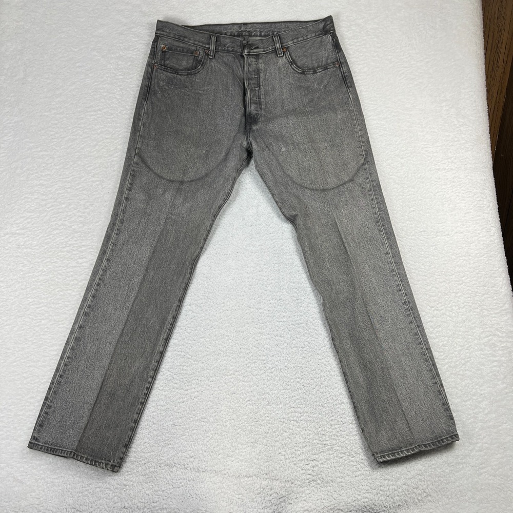Levis 501 Jean Mens 34x30 (35x31) Gray Straight Regular Fit Button Fly Original